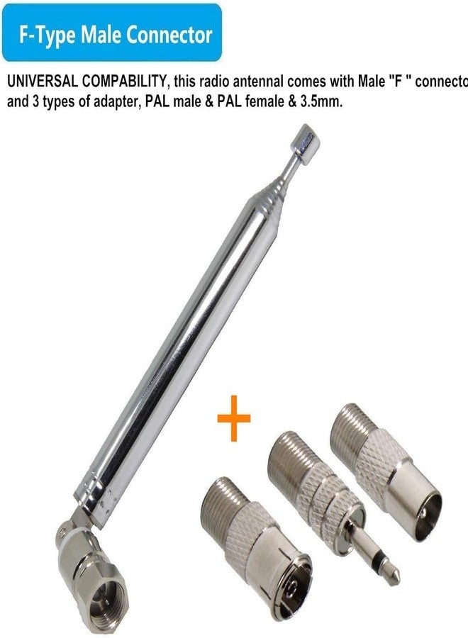 Ancable FM Radio Antenna, Ancable Indoor FM Telescopic Antenna 75 Ohm F Type Male Plug Connector with Adapter for Table Top Radio HiFi AV Stereo Receiver Mini System - Image 3